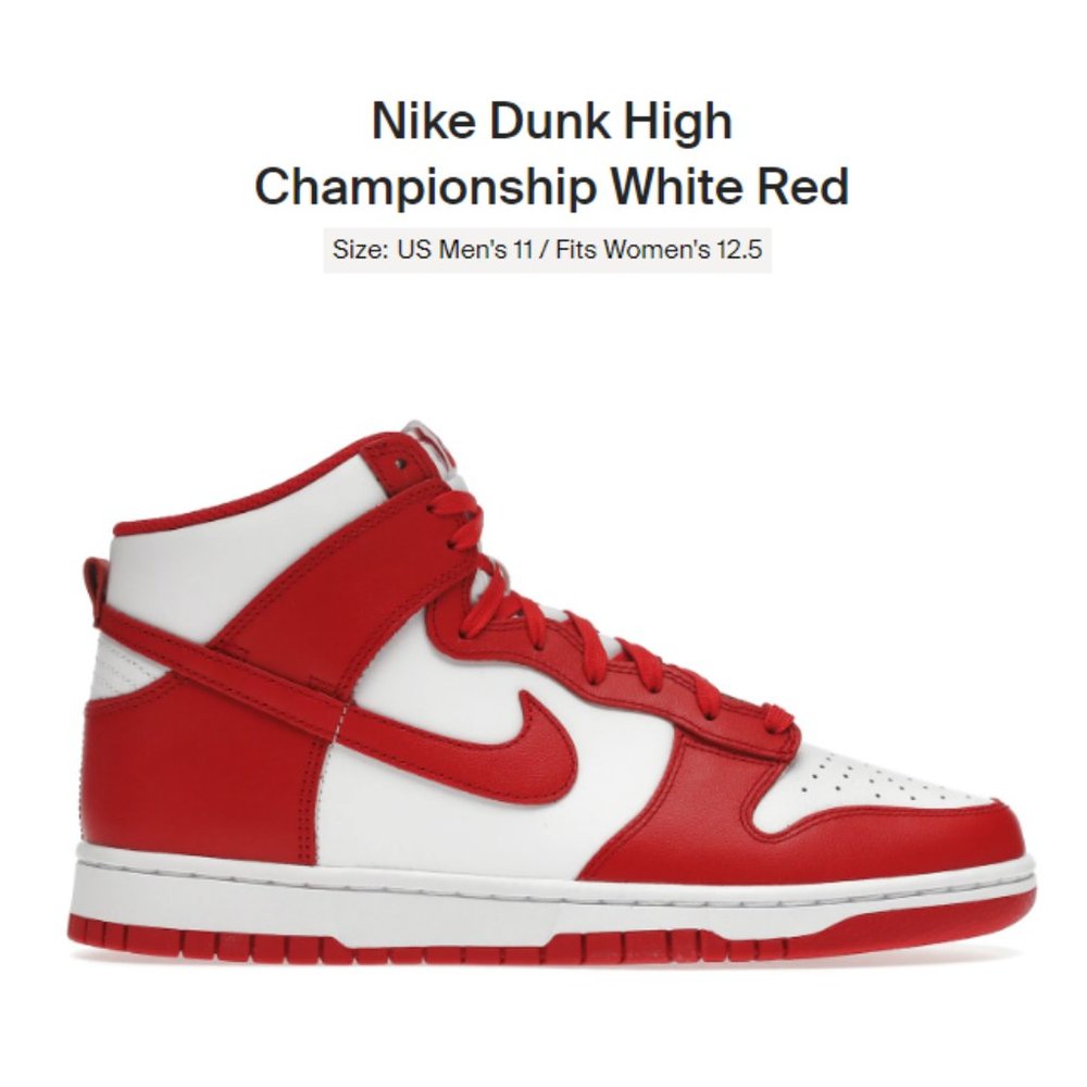Size 11 - Nike Dunk High Retro Championship White Red DD1399-106 AUTHENTIC NEW!